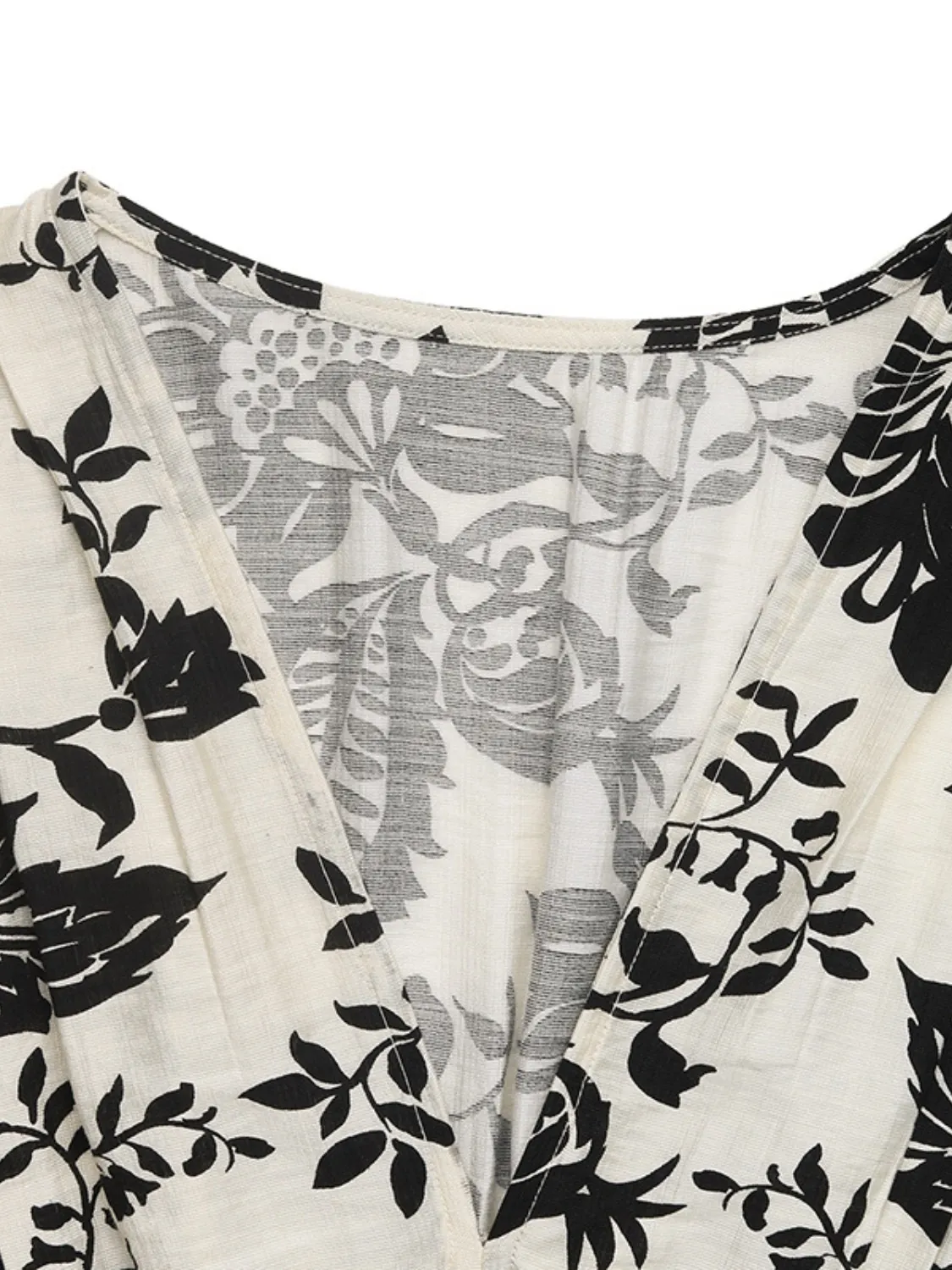 Printed V-Neck Cap Sleeve Dress - Image 7