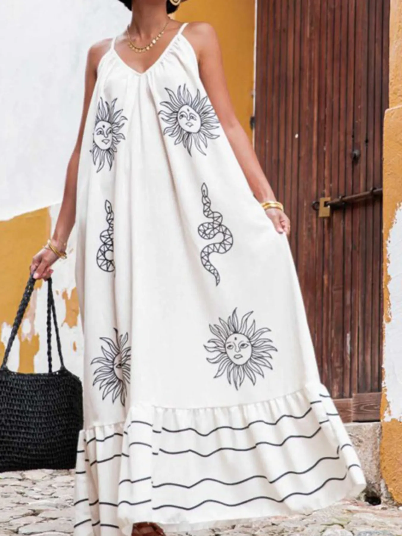 Printed V-neck Summer Maxi Dress - Image 5