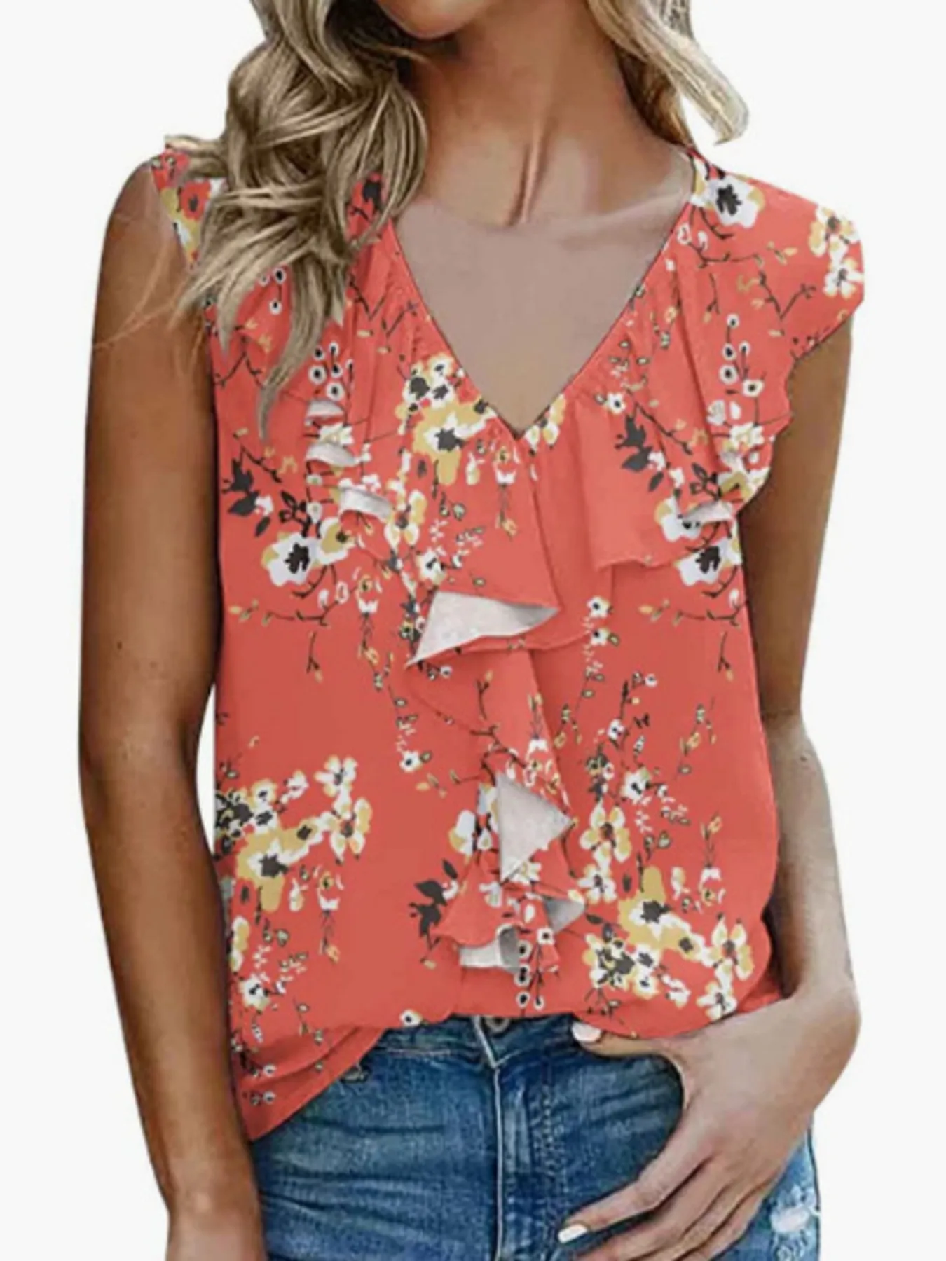 Printed V-Neck Tank - Image 13