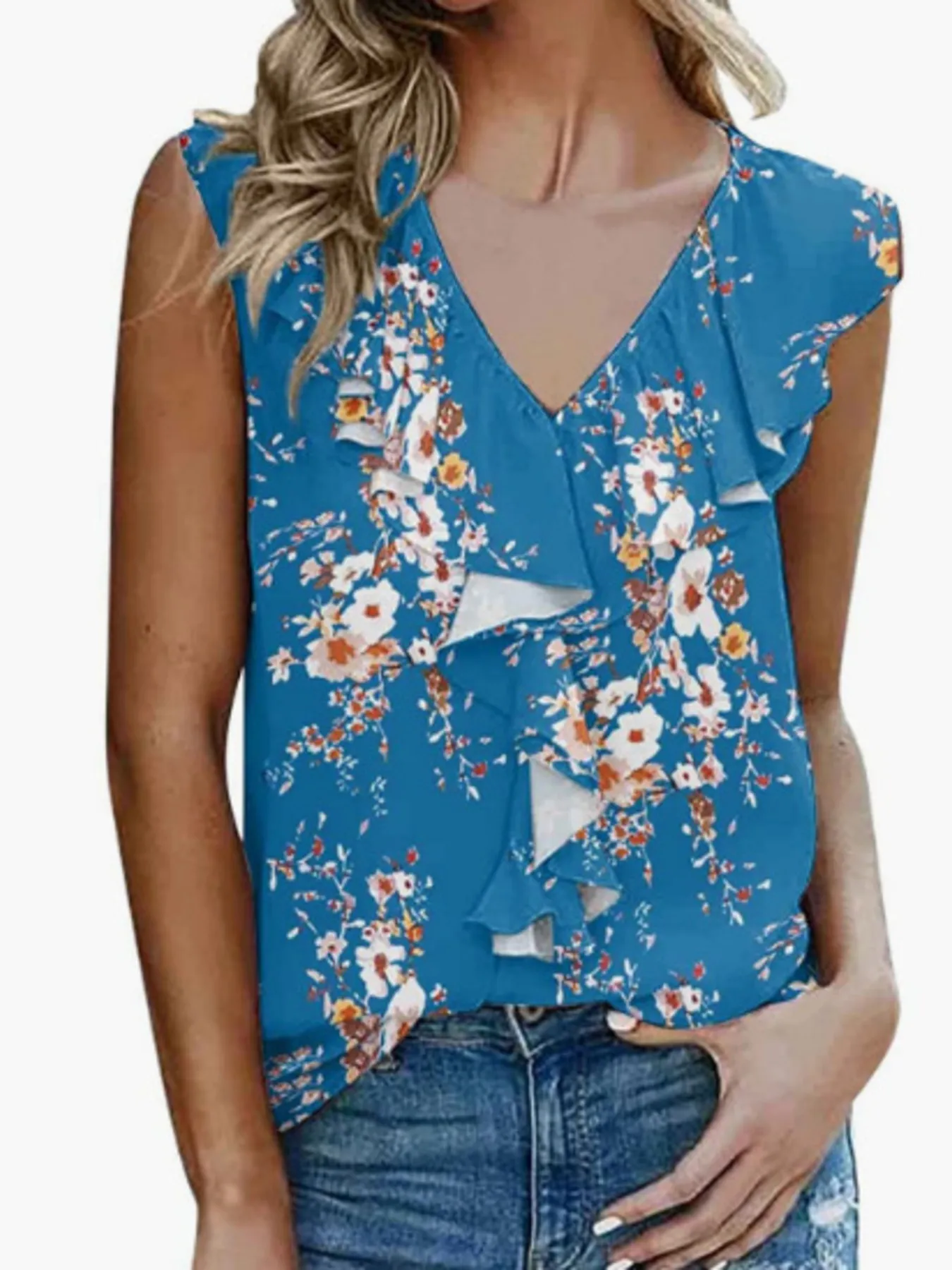 Printed V-Neck Tank - Image 16