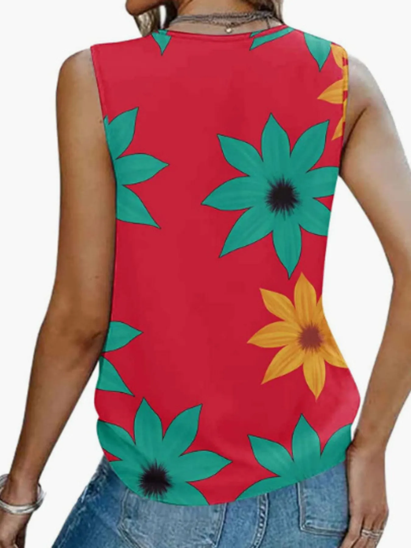 Printed V-Neck Tank - Image 8