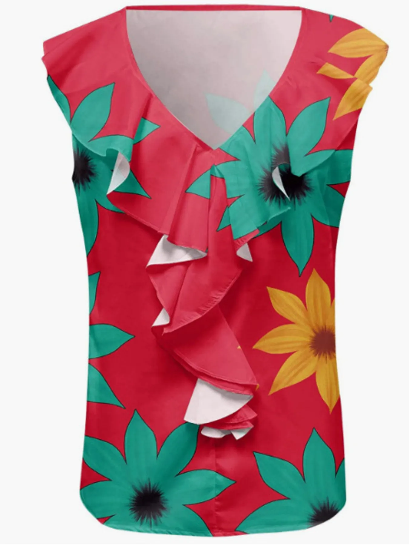 Printed V-Neck Tank - Image 9
