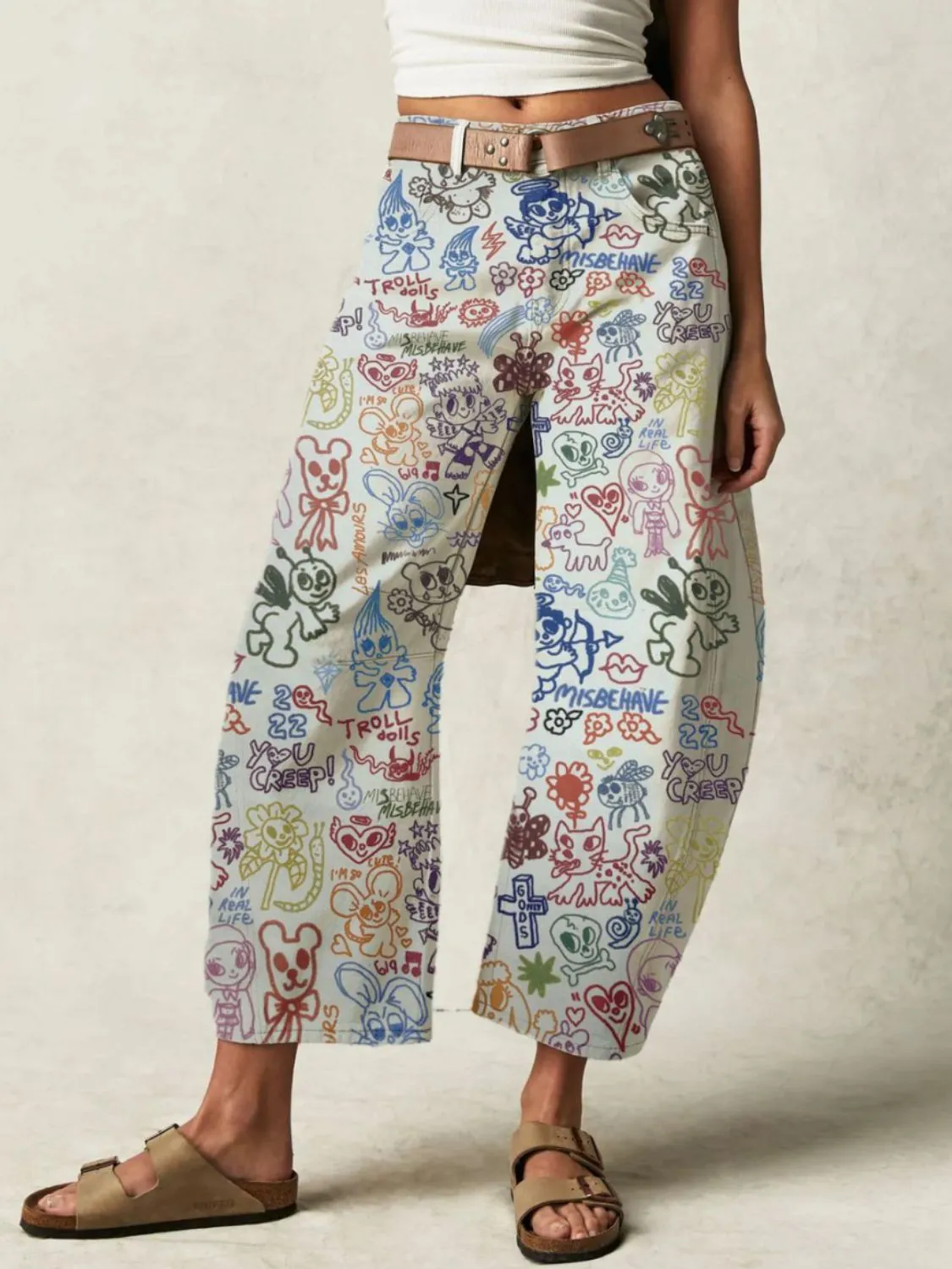 Printed Wide Leg Jeans - Image 6