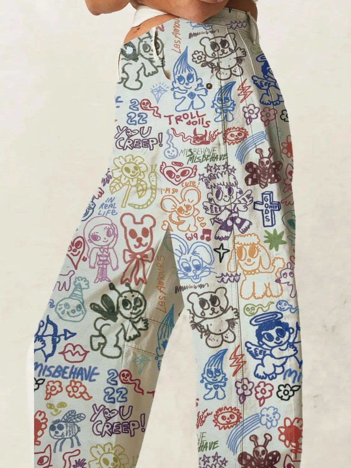 Printed Wide Leg Jeans - Image 8