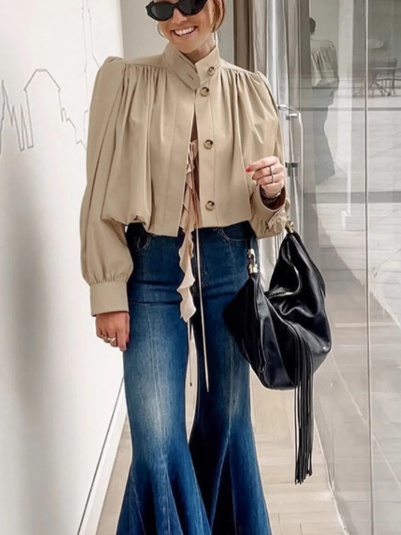 Puff Sleeve Button-Down Jacket - Image 3