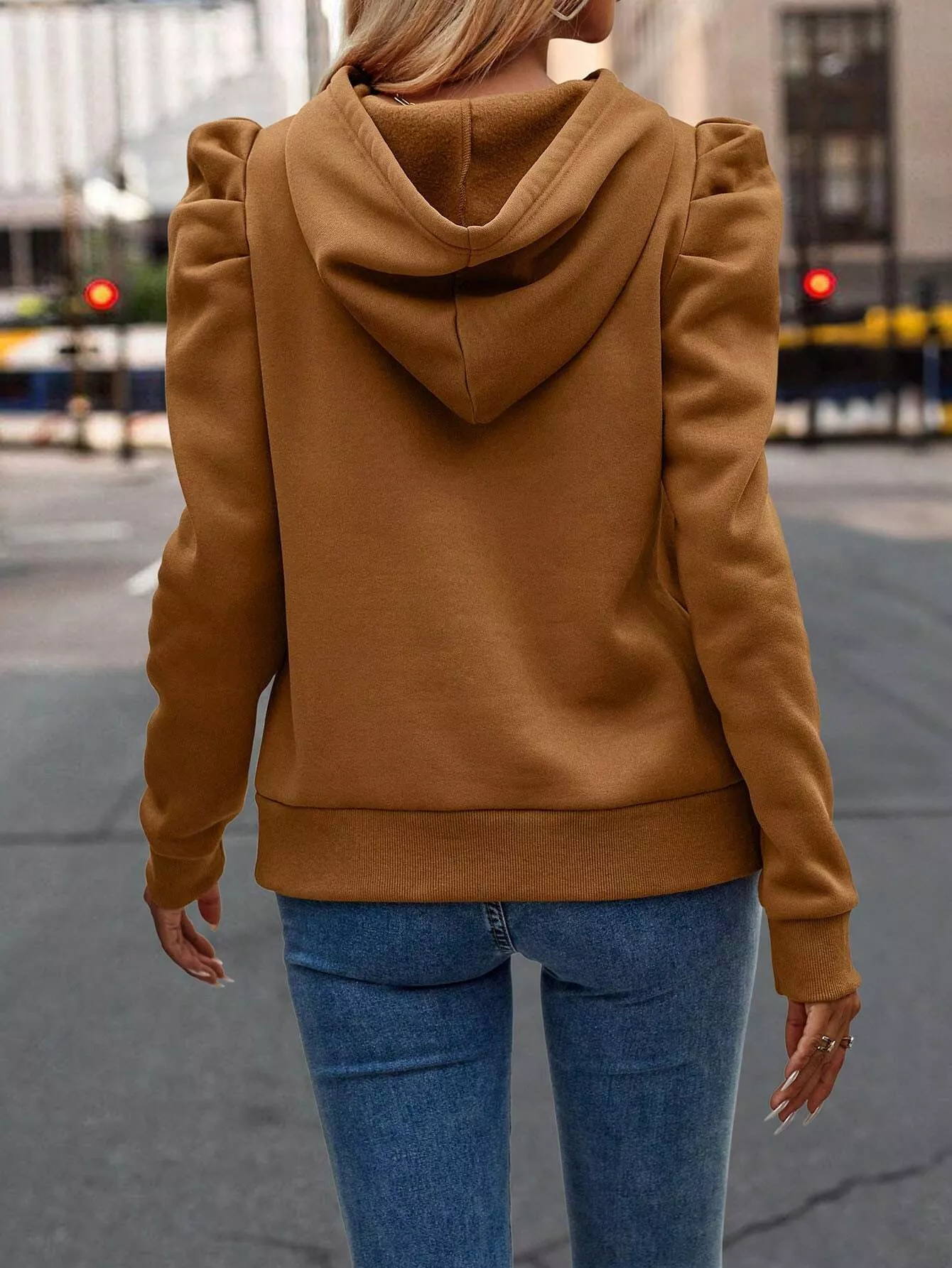 Puff Sleeve Hoodie with Drawstring - Image 11