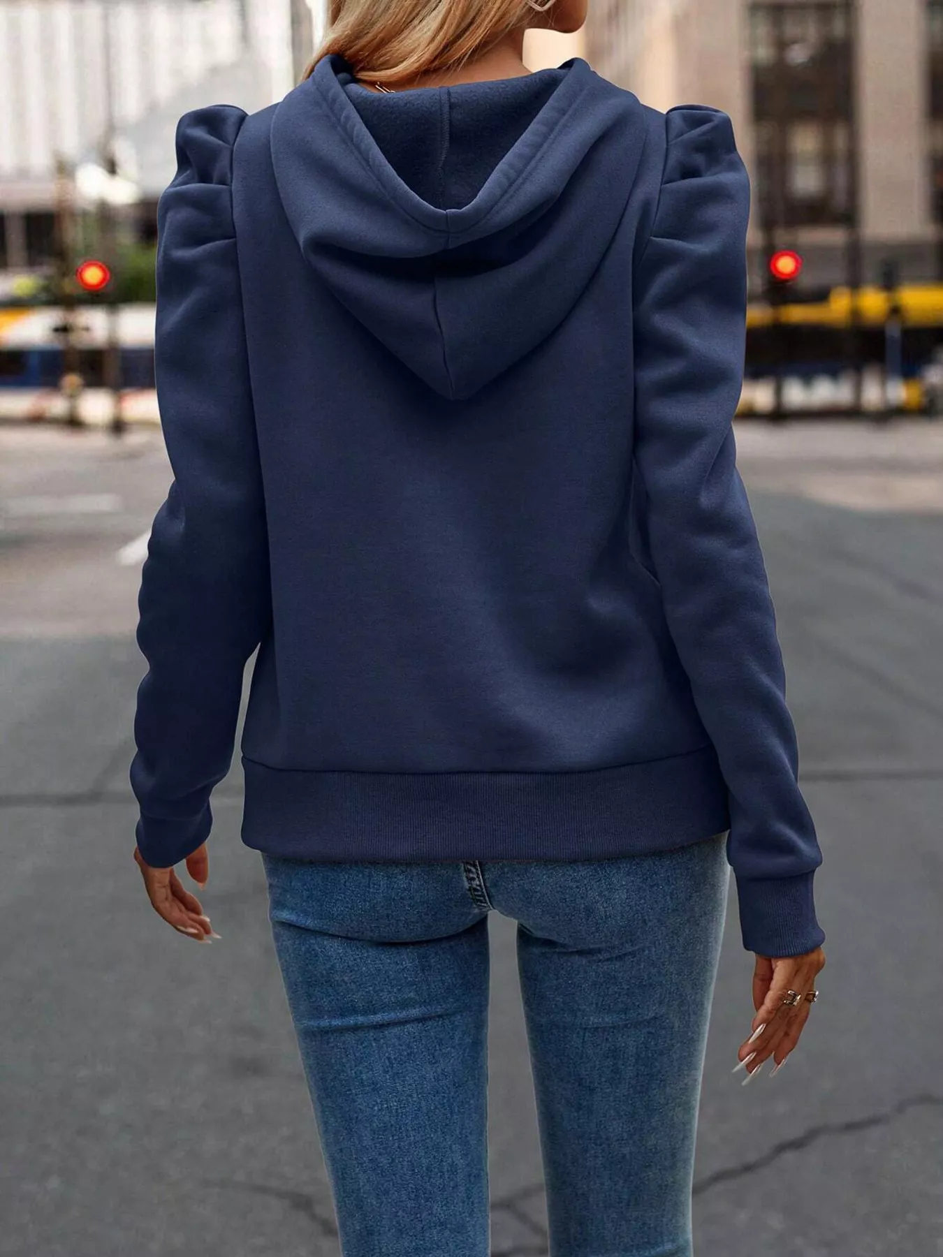 Puff Sleeve Hoodie with Drawstring - Image 15