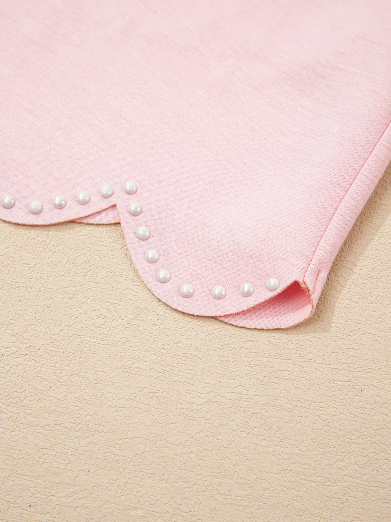 Puff Sleeve Pearl Embellished Scallop Trim Top and Skort Set - Image 8