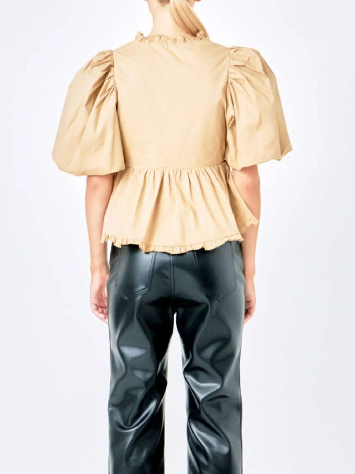 Puff Sleeve Peplum Blouse - Image 20