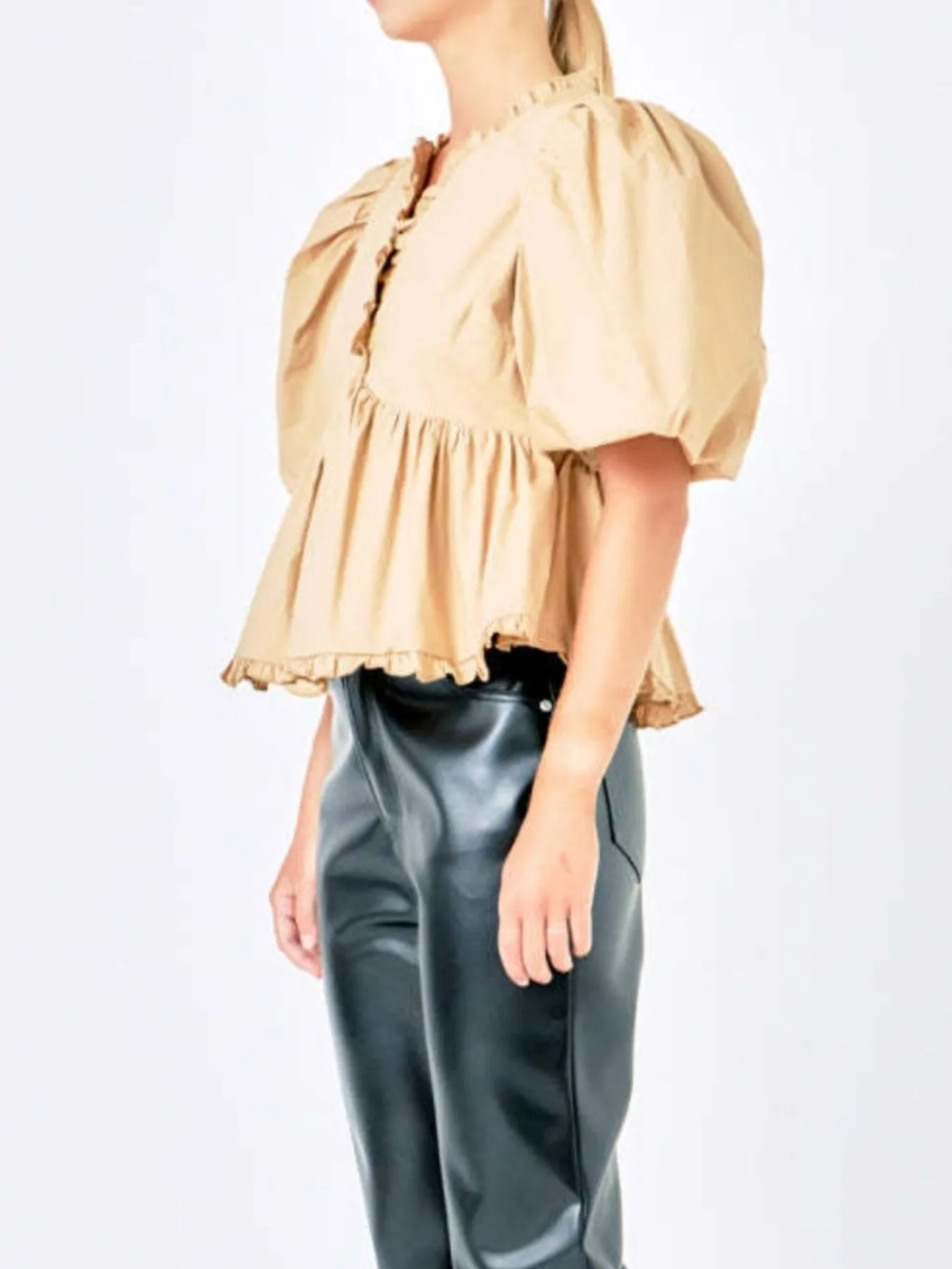 Puff Sleeve Peplum Blouse - Image 21