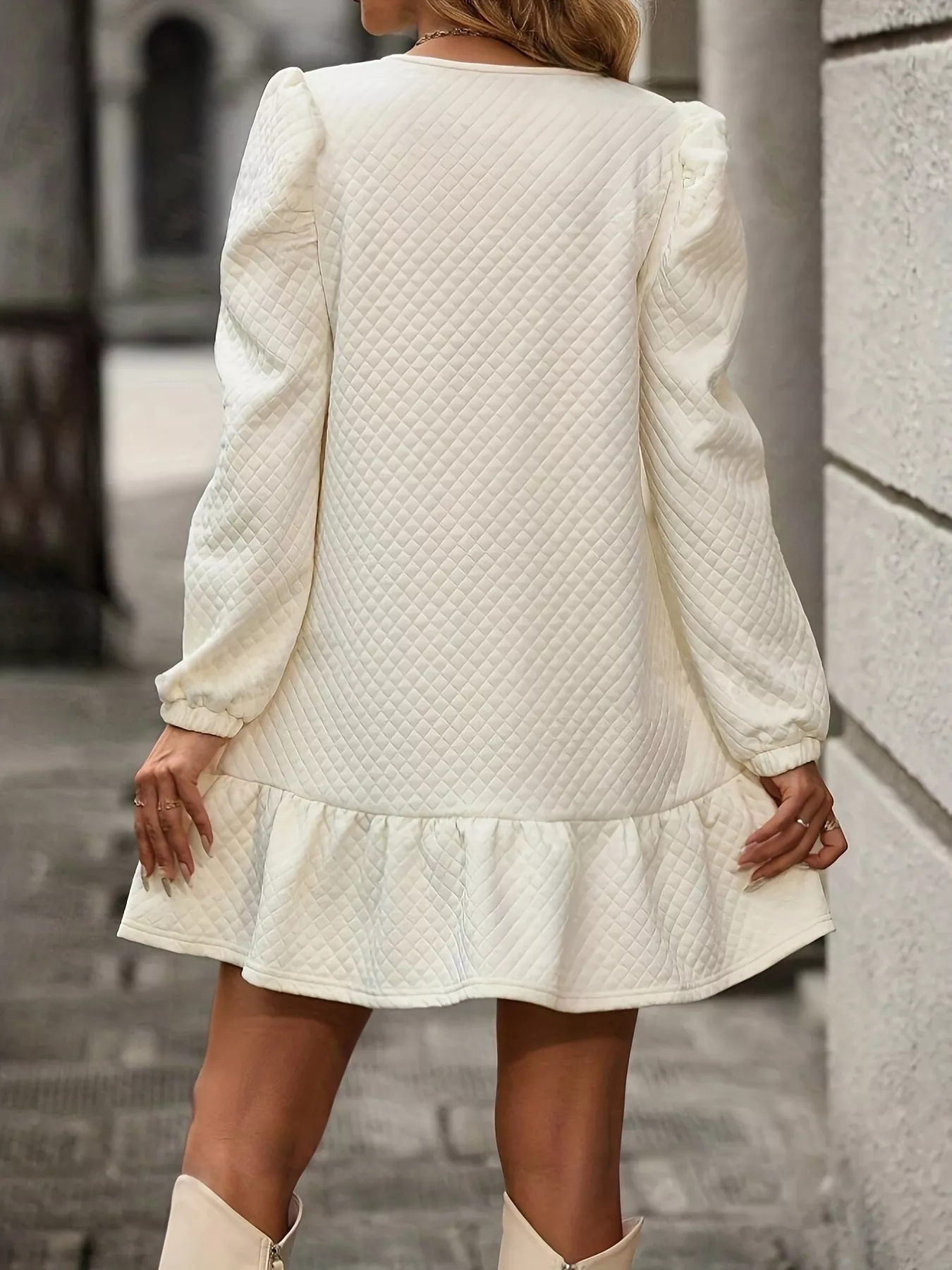 Puff Sleeve Ruffle Hem Mini Dress - Image 5
