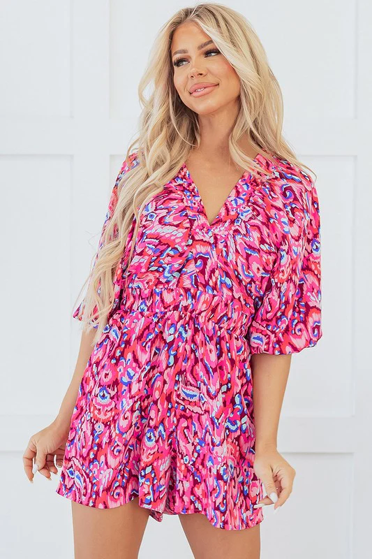 Puff Sleeve V Neck High Waist Romper - Image 22