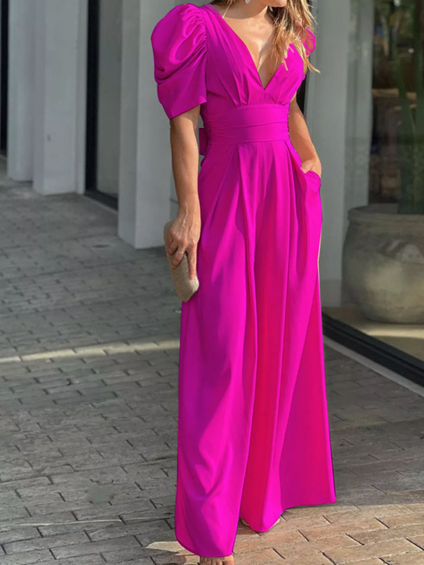 Puff Sleeve Wide Leg Jumpsuit - Image 13