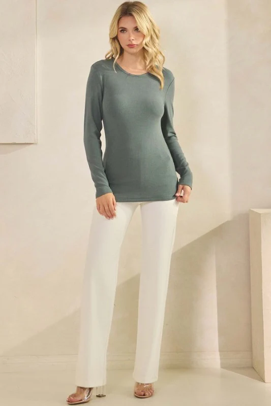 Pure Comfort Viscose Ribbed Long Sleeve Top - Image 25