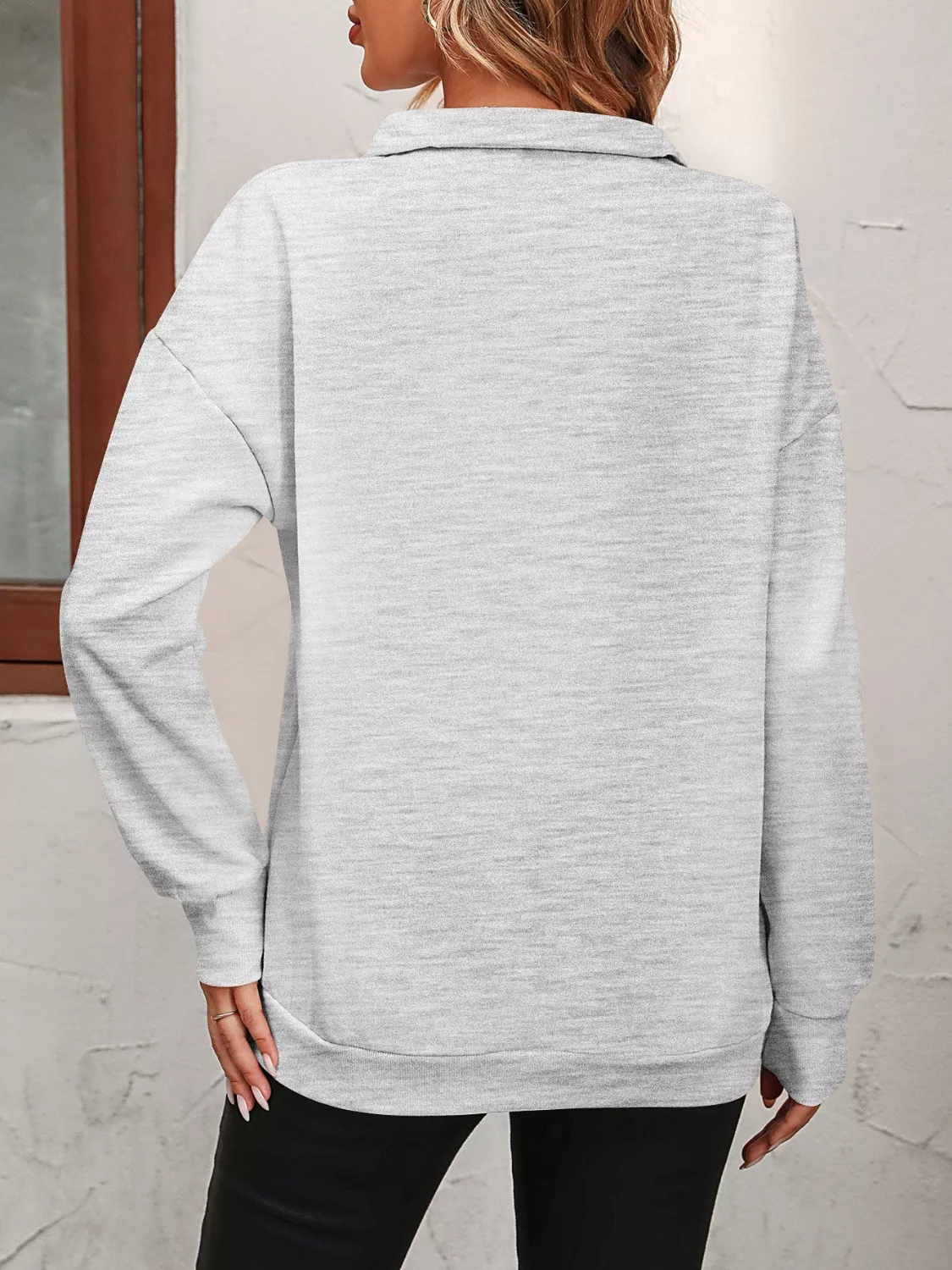 Quarter Zip Dropped Shoulder Sweatshirt - Image 5