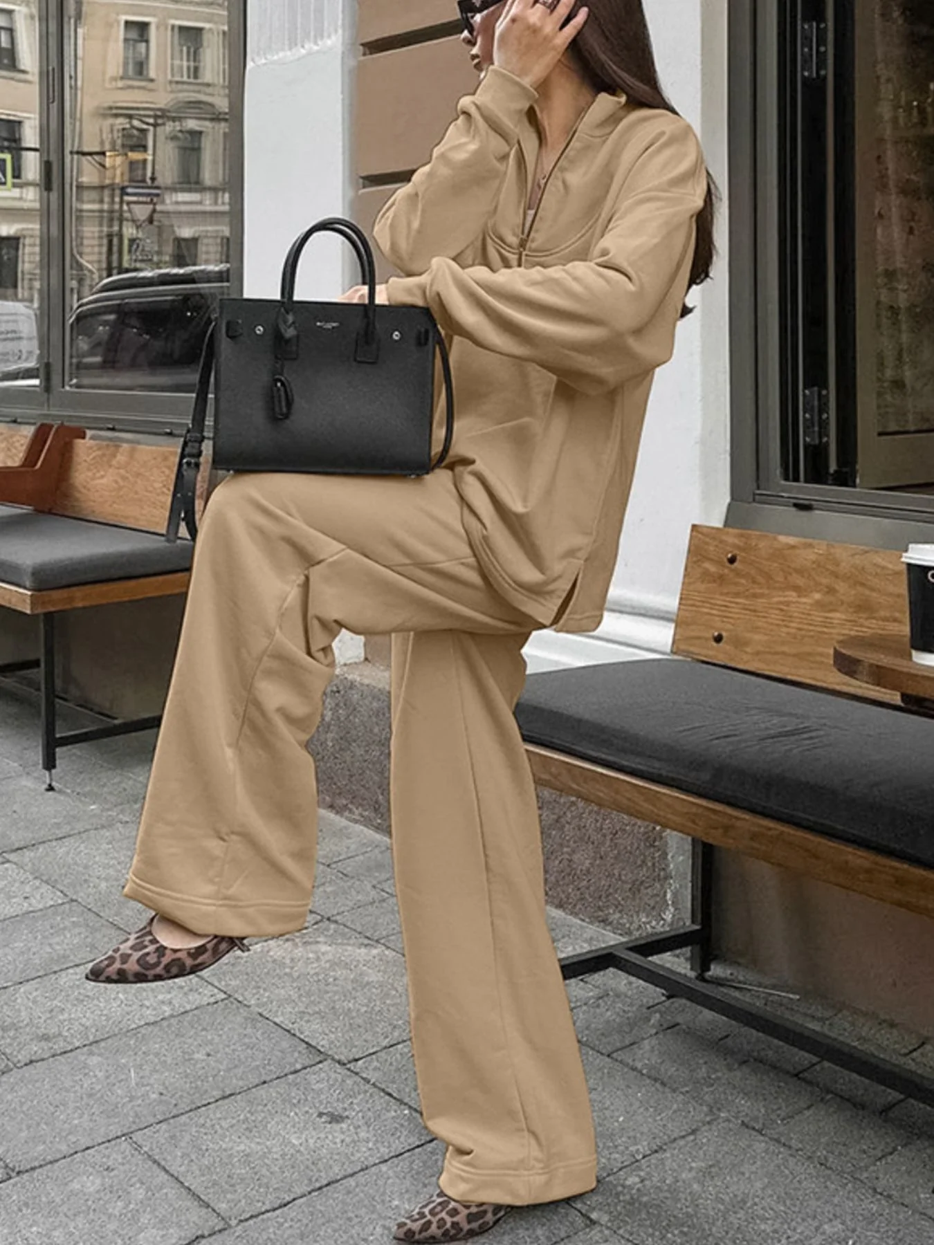 Quarter Zip Long Sleeve Top and Pants Set - Image 5