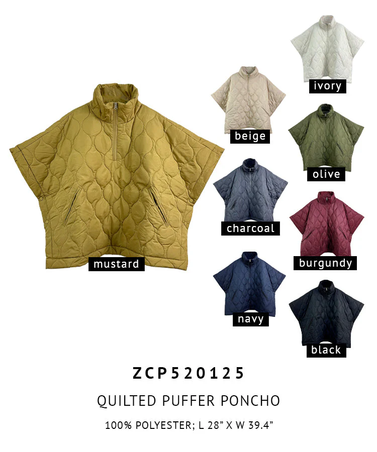 Quilted Puffer Poncho - Image 19