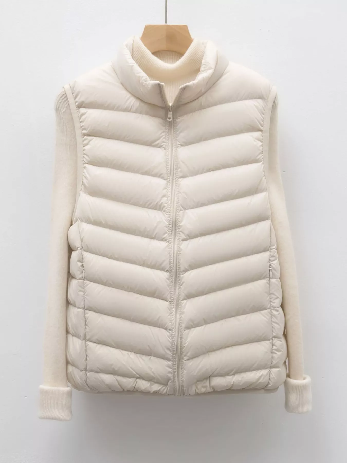 Quilted Zip Up Turtleneck Vest Coat