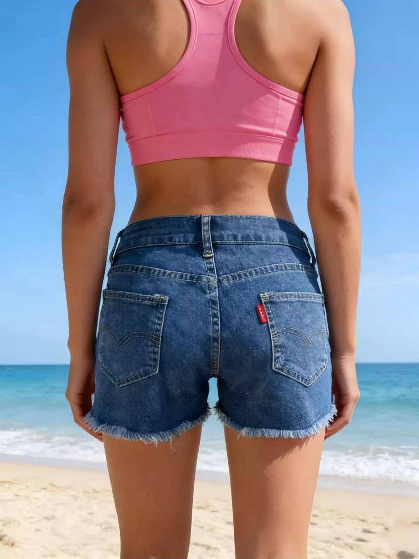 Raw Hem Denim Shorts - Image 5