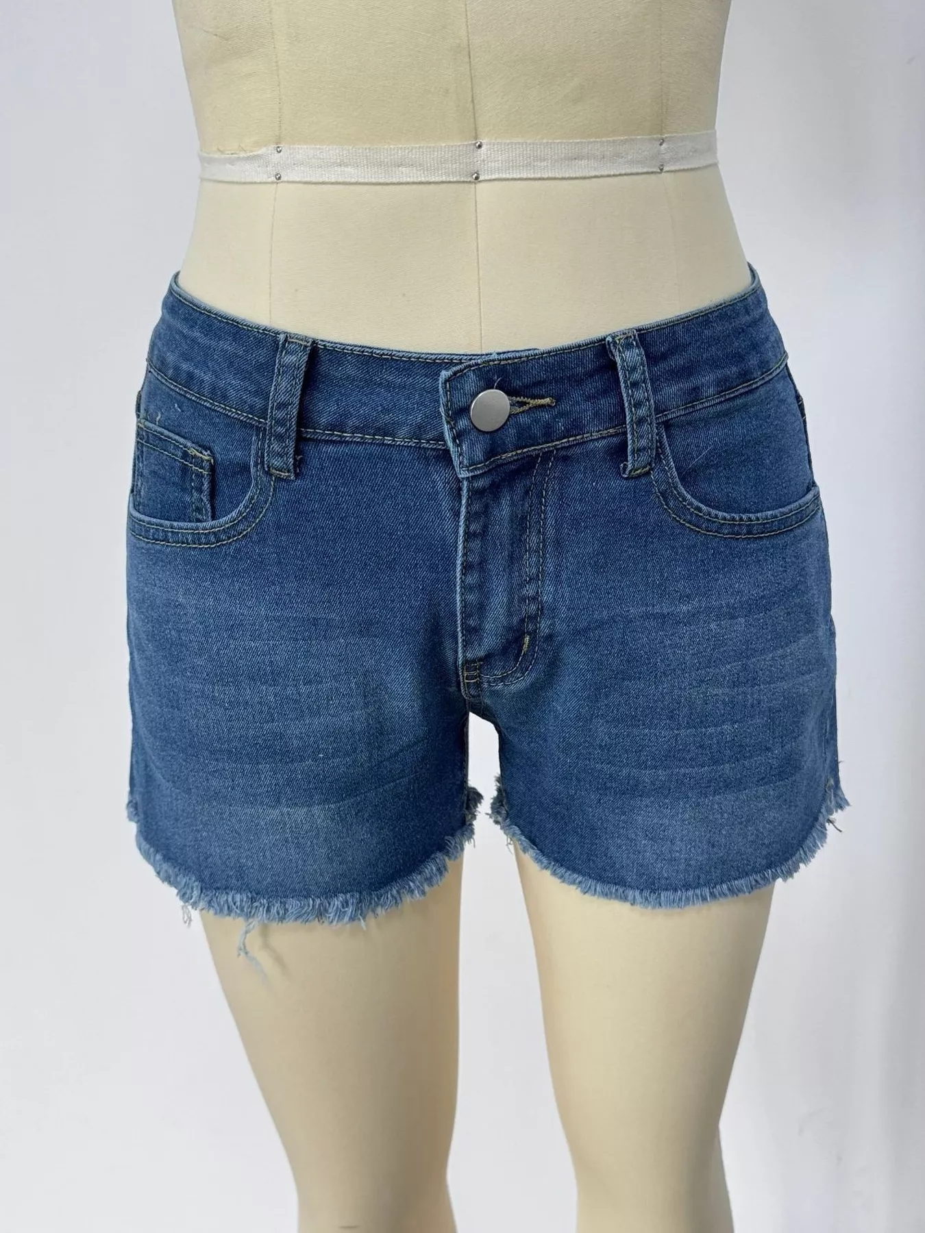 Raw Hem Denim Shorts - Image 6