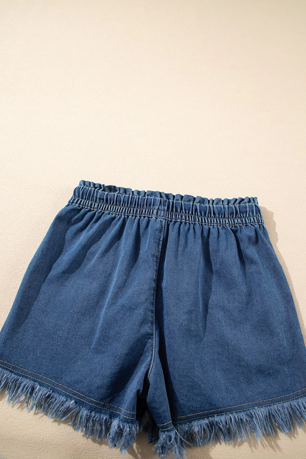 Raw Hem Drawstring High Waist Denim Shorts with Pockets - Image 10