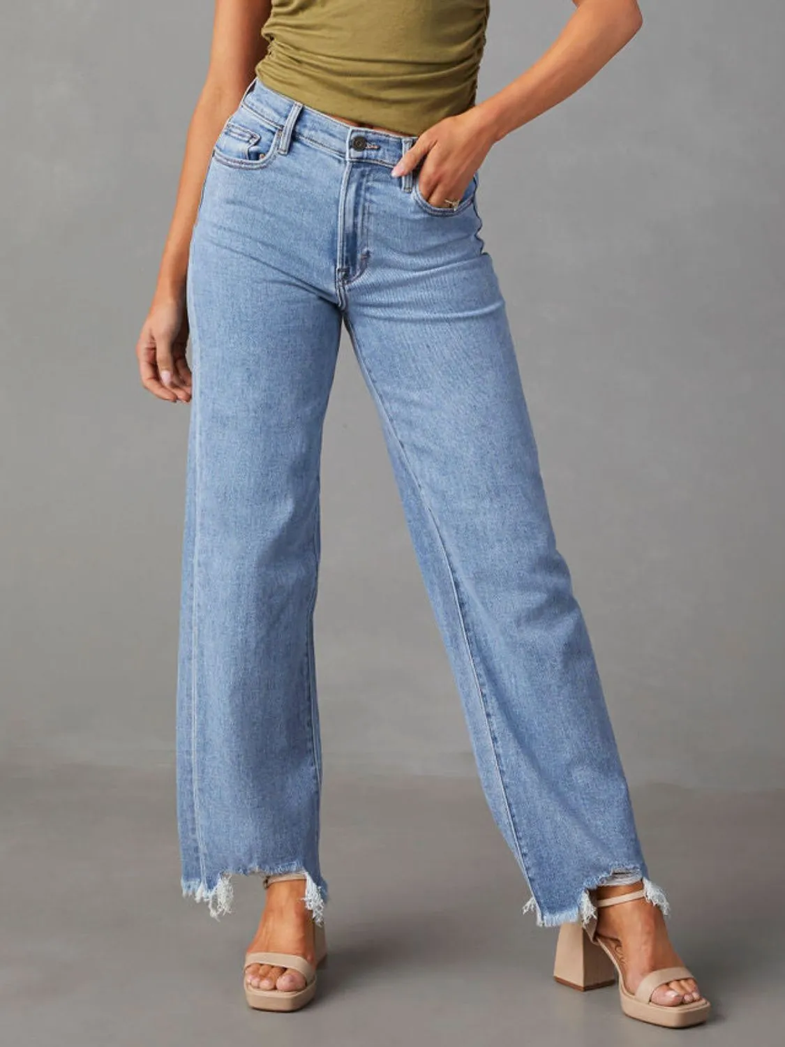 Raw Hem Loose Fit Jeans - Image 2