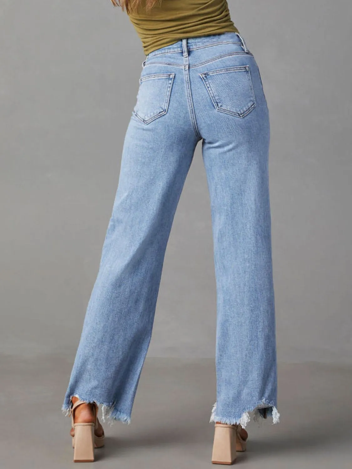 Raw Hem Loose Fit Jeans - Image 6