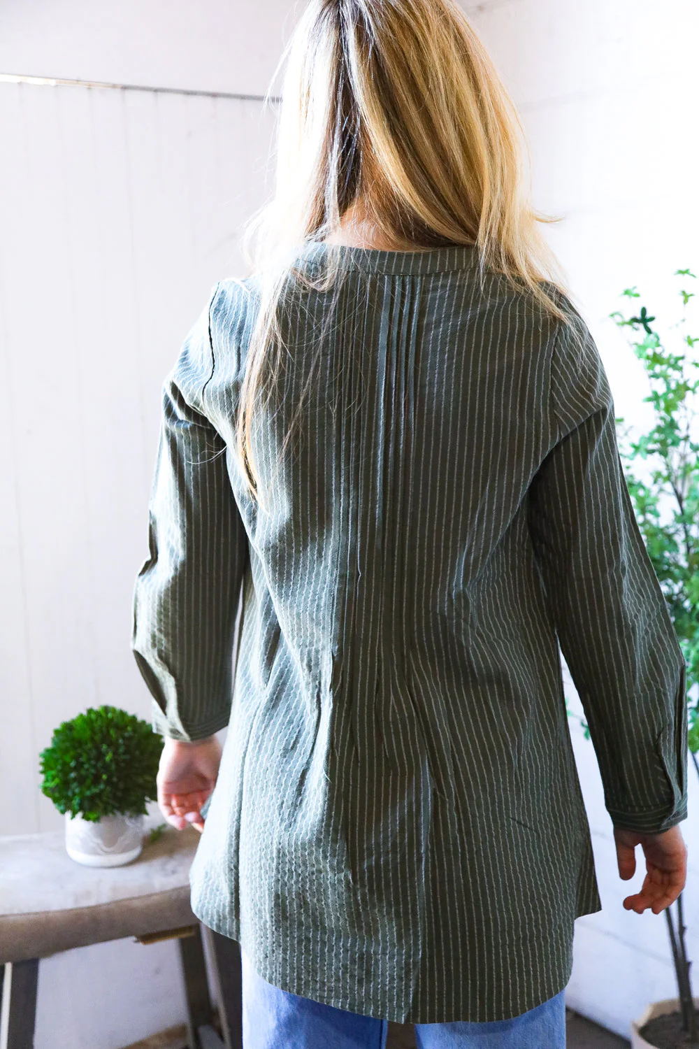 Read Between the Lines Olive Button Cotton Tunic - Image 6