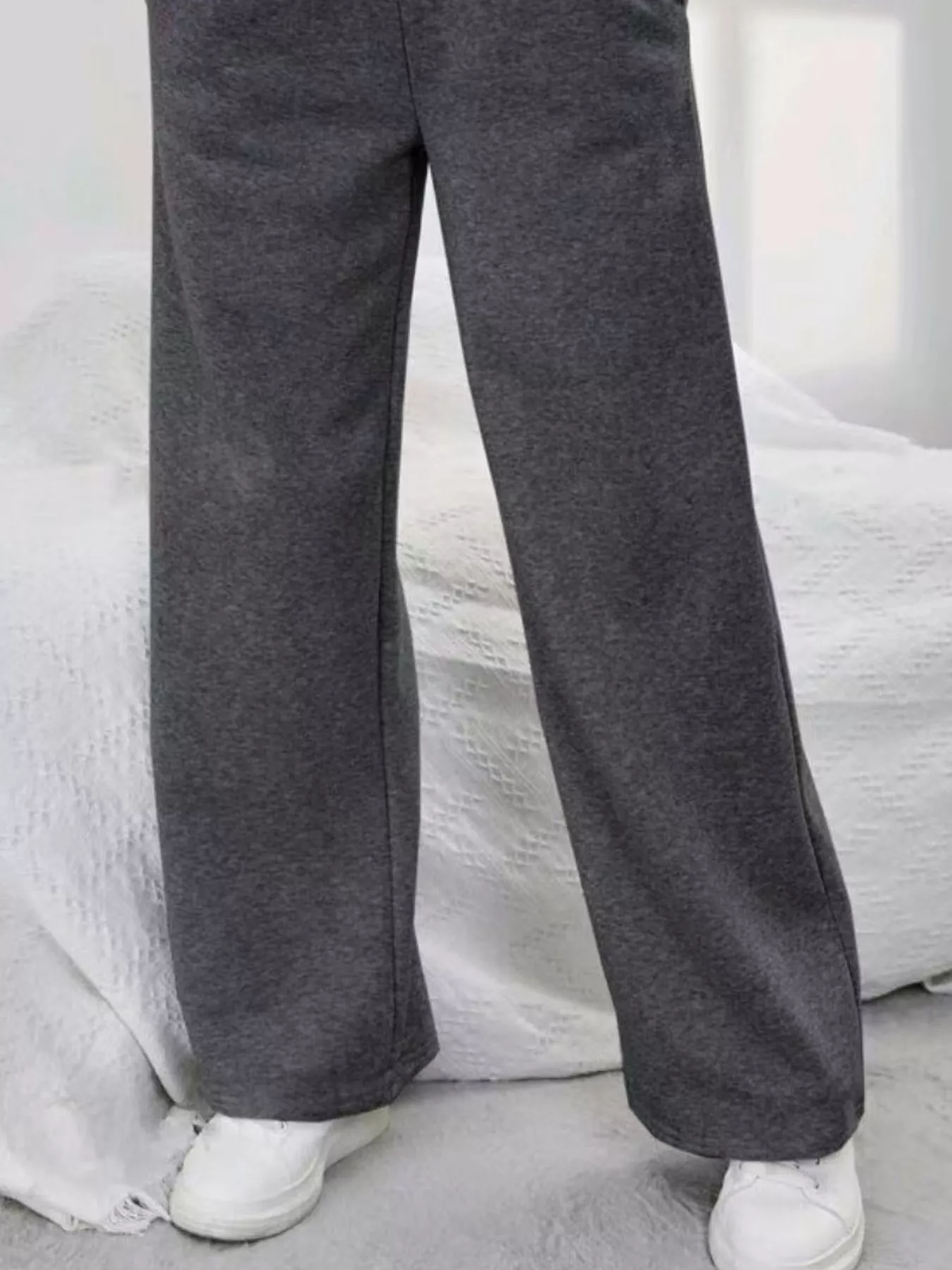 Relaxed Fit Drawstring Waist Solid Pants - Image 9