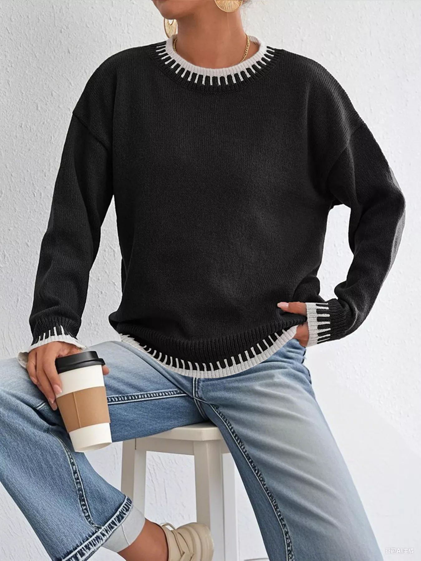 Relaxed Fit Long Sleeve Sweater - Image 8