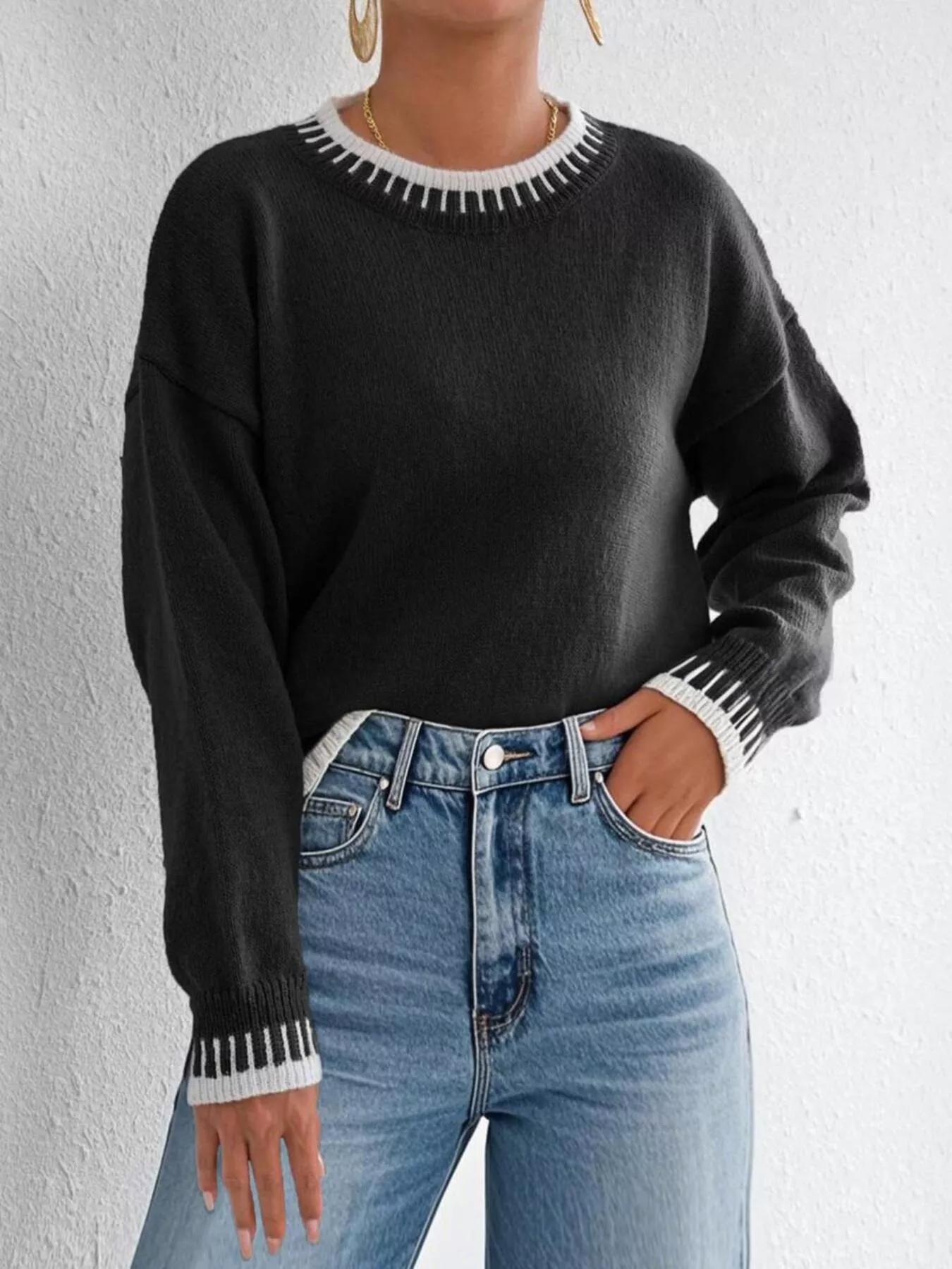 Relaxed Fit Long Sleeve Sweater - Image 9