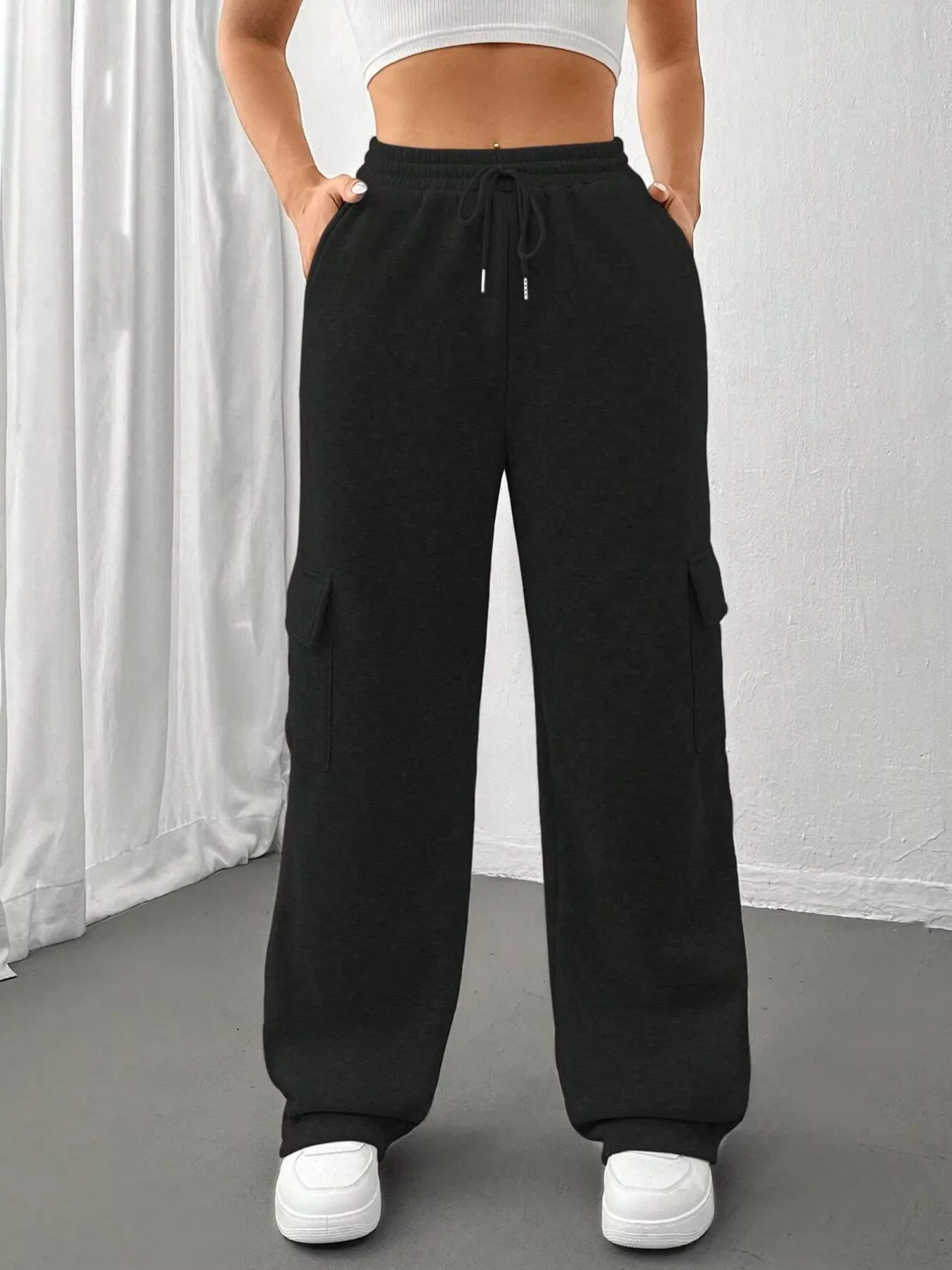 Relaxed Fit Pants with Drawstring Waist - Image 2