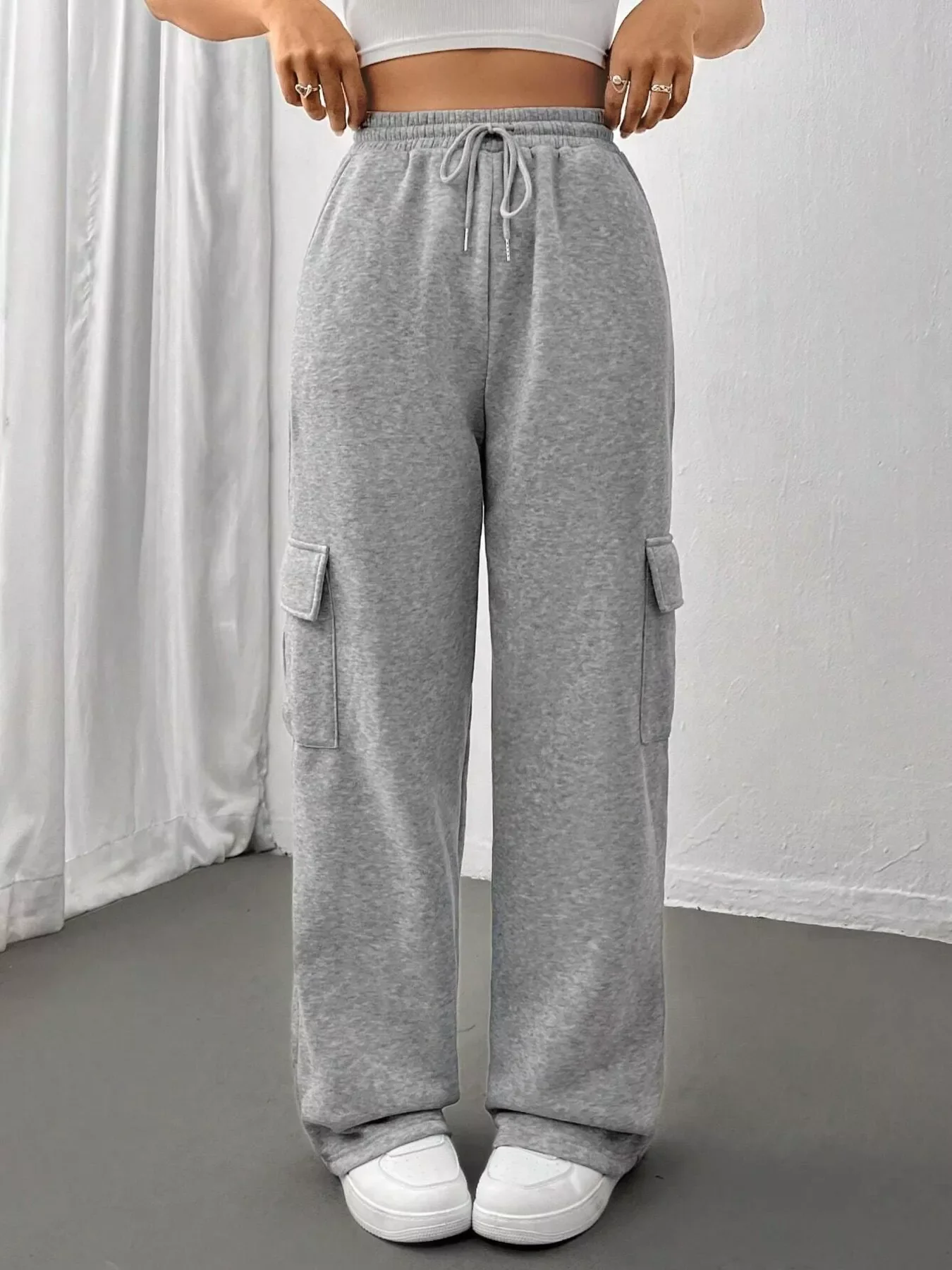 Relaxed Fit Pants with Drawstring Waist - Image 7
