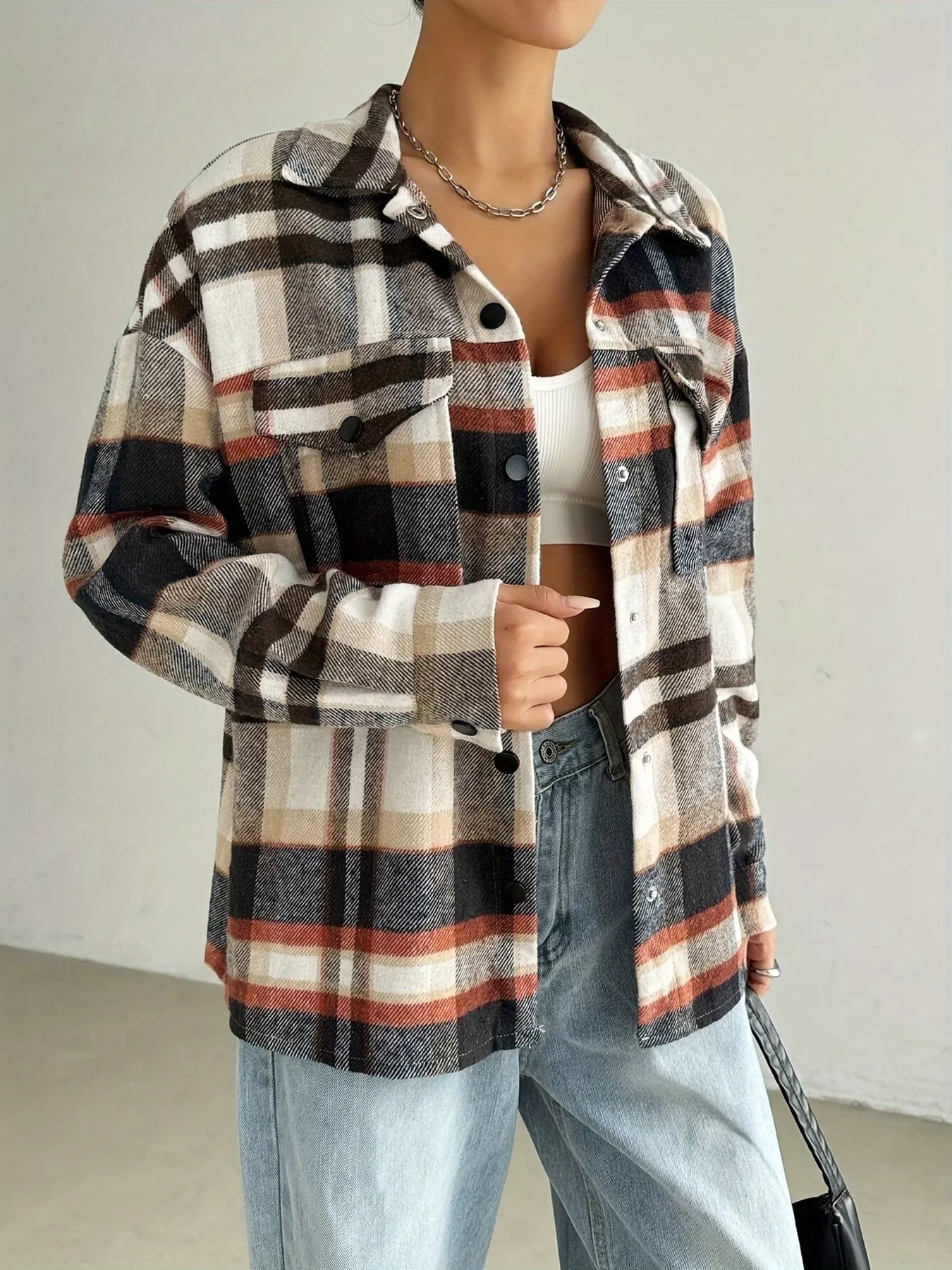 Relaxed Fit Plaid Snap Down Shirt - Image 5