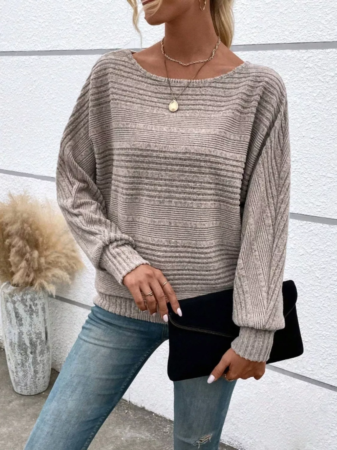 Relaxed Fit Ribbed Knit T-Shirt - Image 3