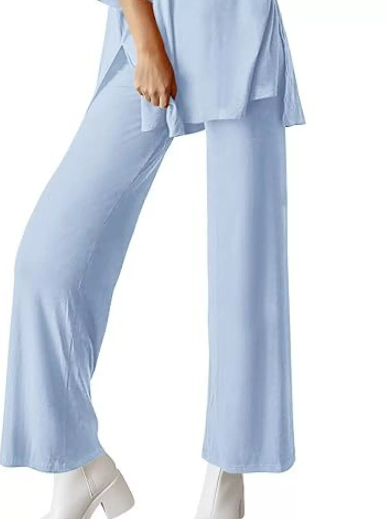 Relaxed Fit Round Neck Top and Pants Two-Piece Set - Image 14