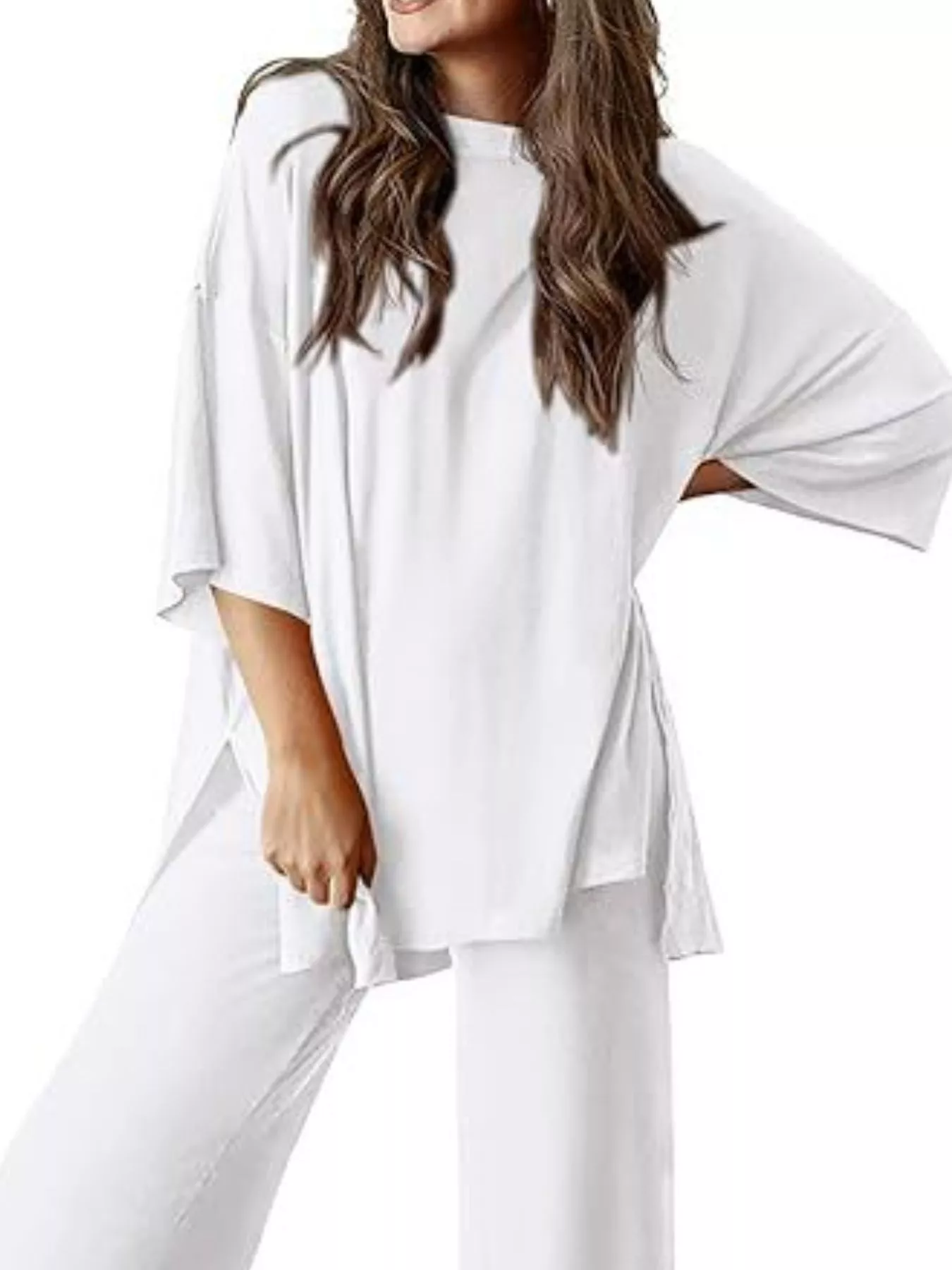 Relaxed Fit Round Neck Top and Pants Two-Piece Set - Image 16
