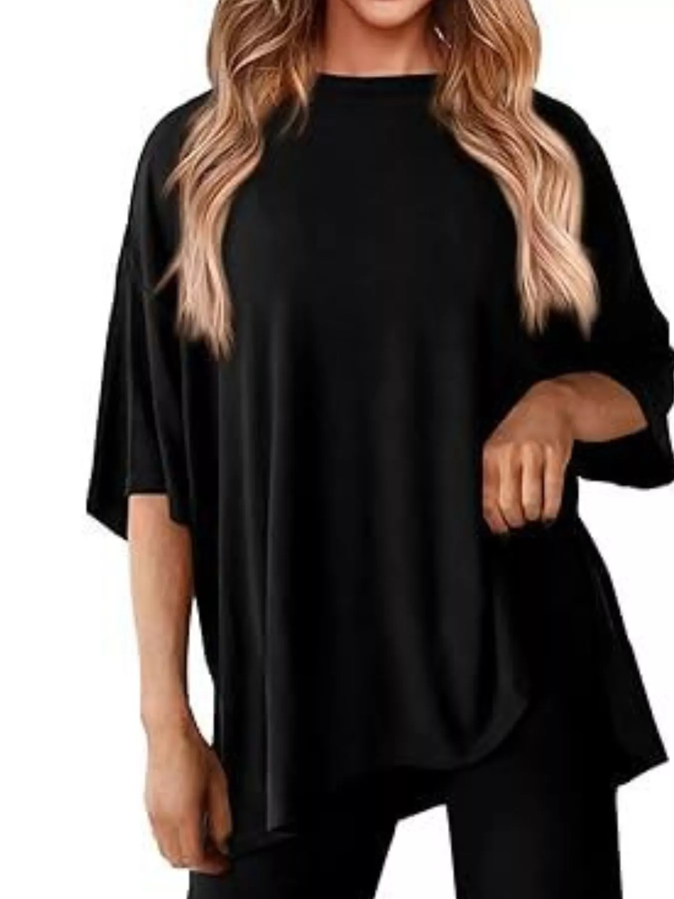 Relaxed Fit Round Neck Top and Pants Two-Piece Set - Image 8