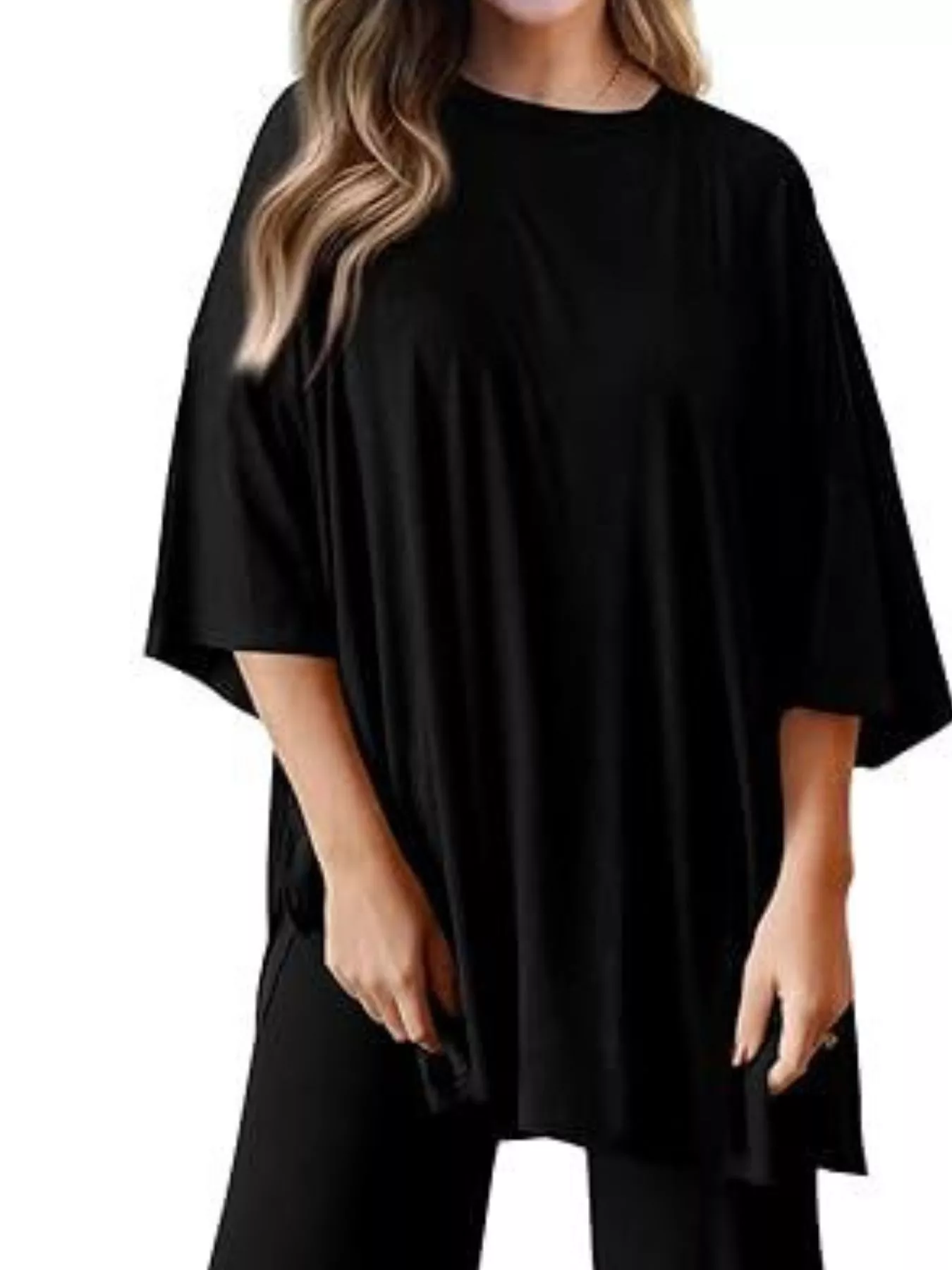 Relaxed Fit Round Neck Top and Pants Two-Piece Set - Image 9