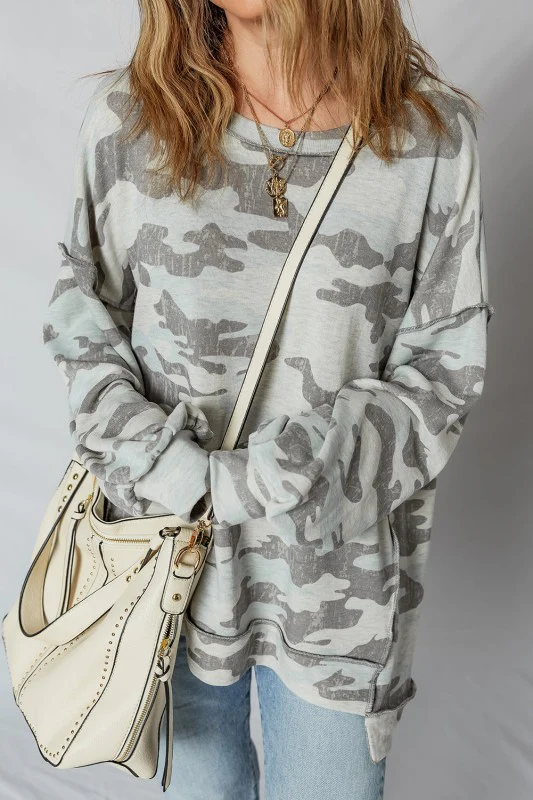 Retro Camouflage Exposed Seam Sweatshirt - Image 18