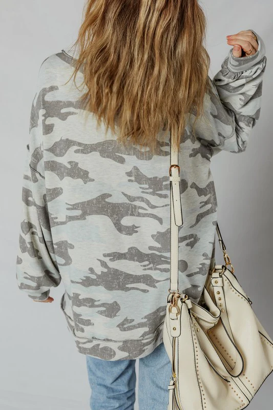 Retro Camouflage Exposed Seam Sweatshirt - Image 4