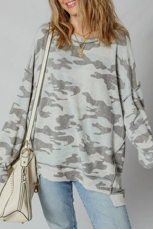 Retro Camouflage Exposed Seam Sweatshirt - Image 8