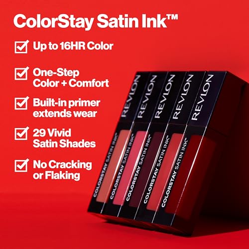 Revlon ColorStay Satin Ink Liquid Lipstick, Longwear Rich Lip Colors, Formulated with Black Currant Seed Oil, 024 Perfect Storm, 0.17 fl oz - Image 3