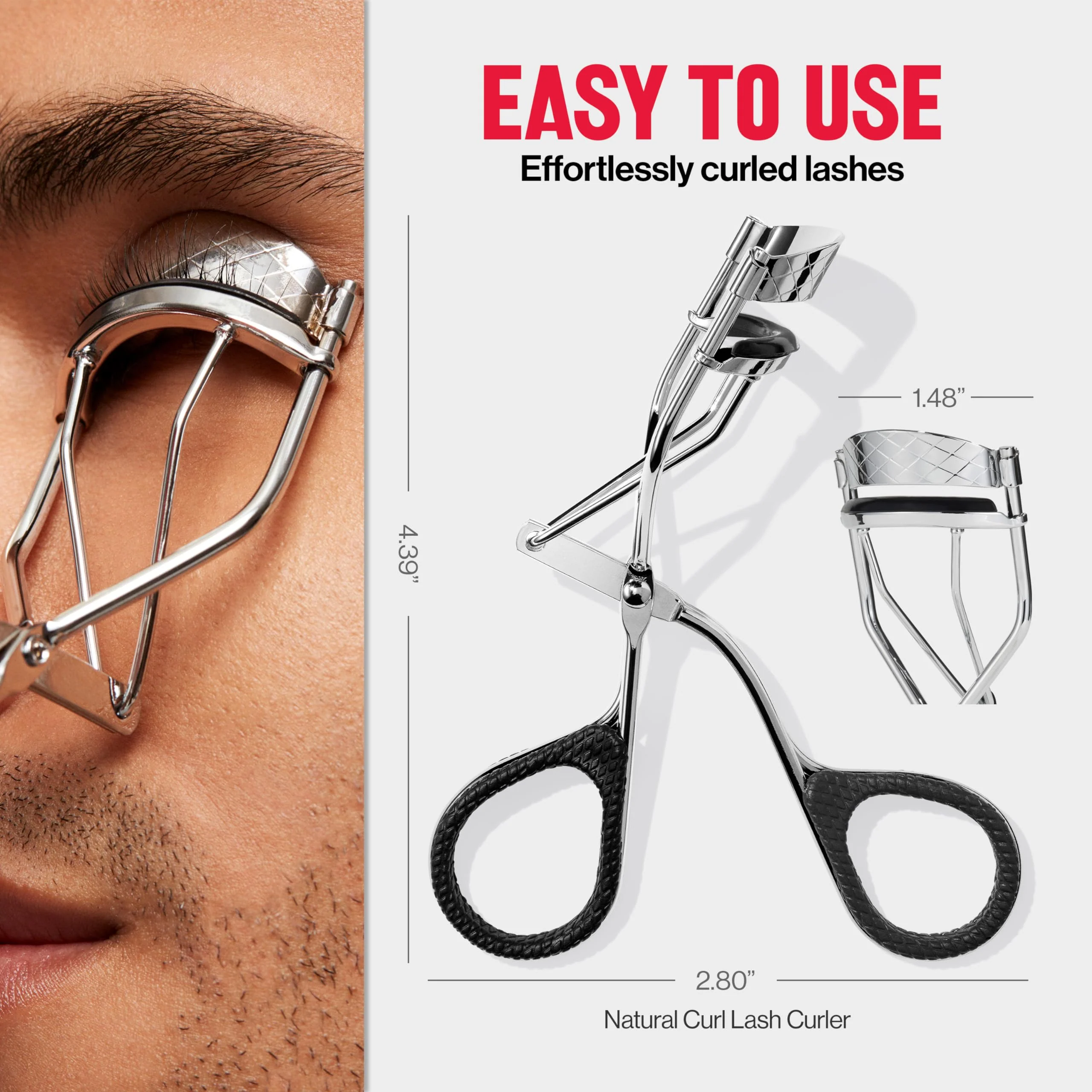 Revlon Natural Curl Lash Curler, Gives a Natural Eyelash Lift, with Finger Grips for a Non Slip Grip, Easy to Use, 1 Count - Image 7
