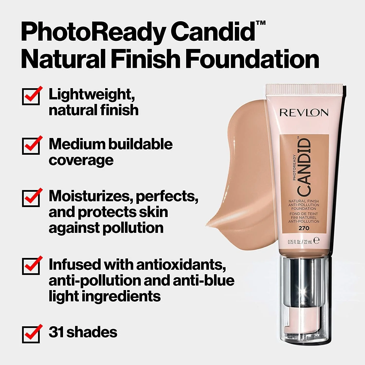 REVLON PhotoReady Candid Natural Finish Foundation with Anti-Pollution 0.75 Fl Oz - Image 62