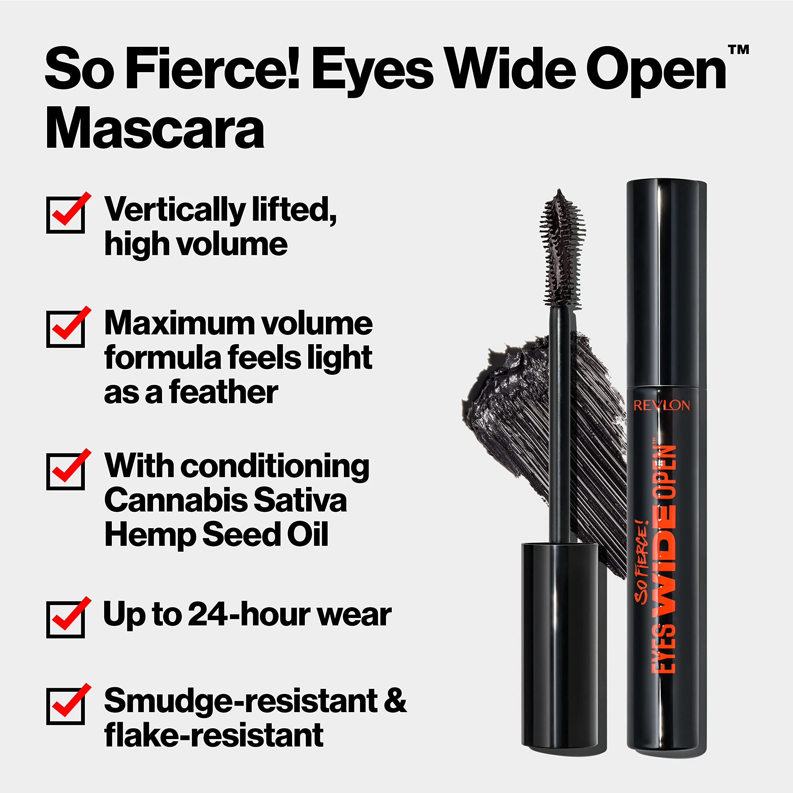 Revlon So Fierce Eyes Wide Open Mascara with Push-up Brush, For Volumizing & High Lifting Eyelashes, Smudge-proof, Flake Resistant, 103 Black Brown, 0.24 fl oz - Image 11