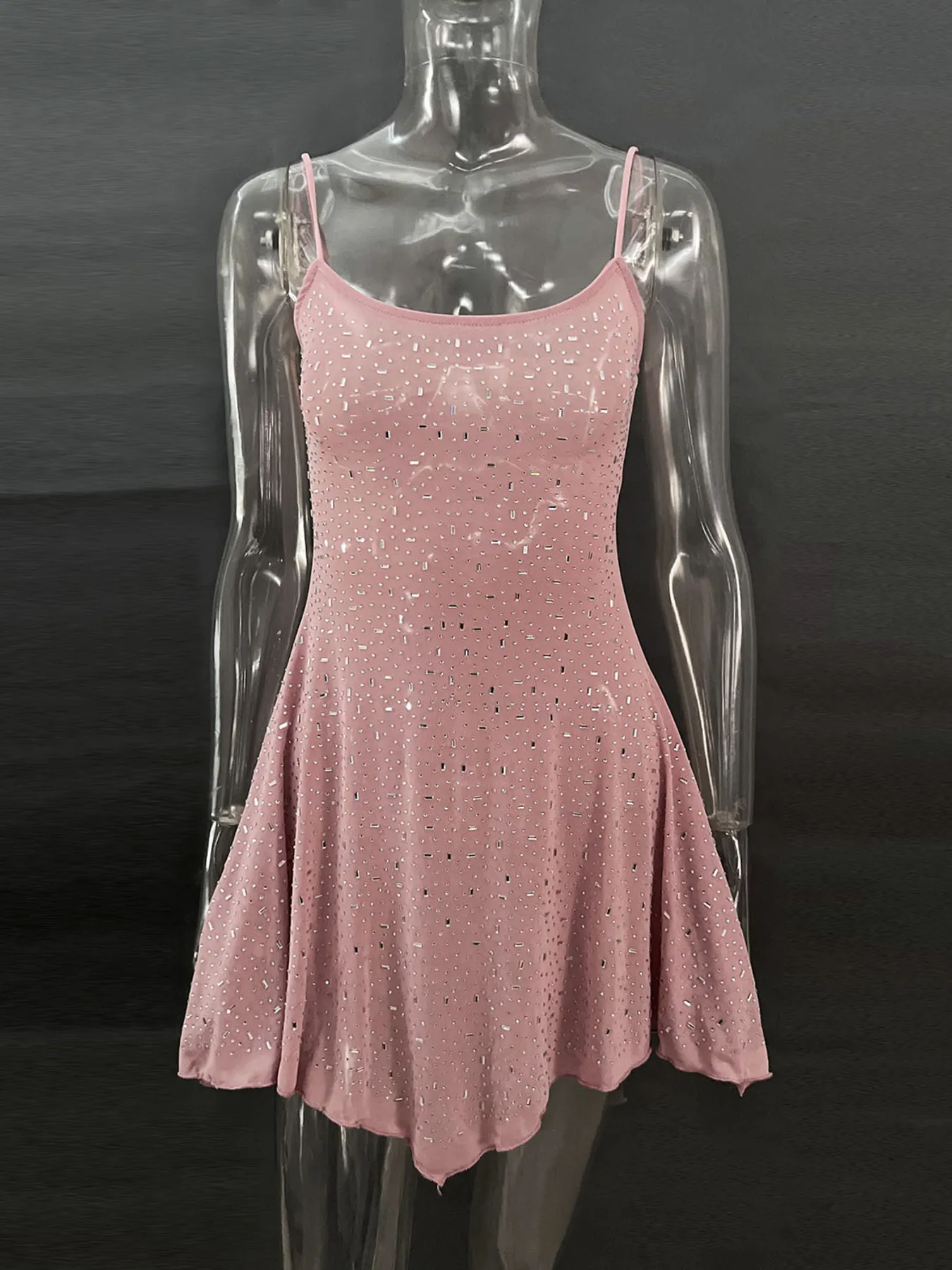 Rhinestone Decor Mini Cami Dress - Image 23