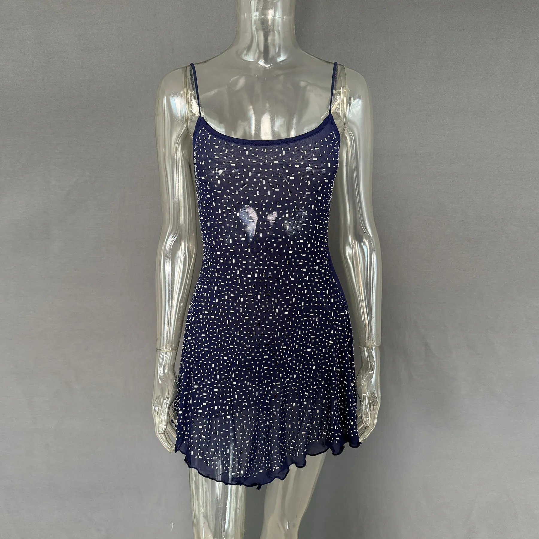Rhinestone Decor Mini Cami Dress - Image 28