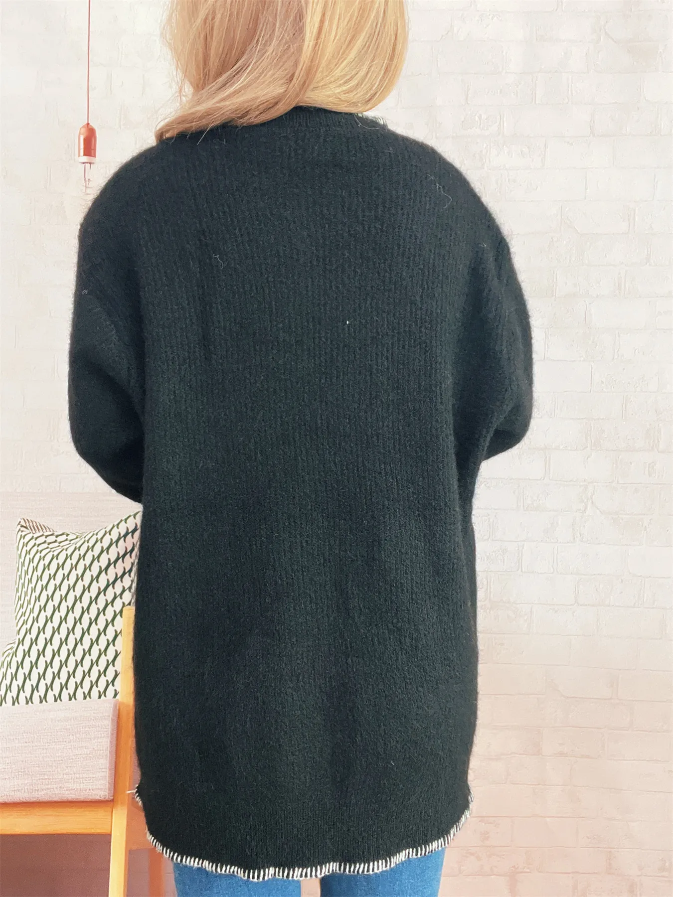 Ribbed Button Detail Long Sleeve Sweater - Image 10