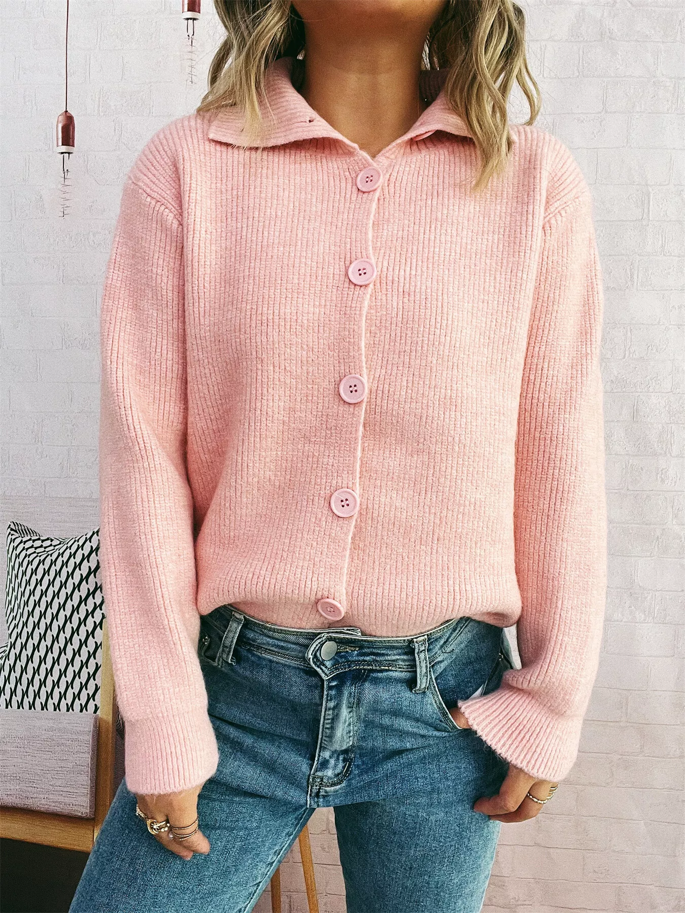 Ribbed Button-Up Cardigan - Image 3